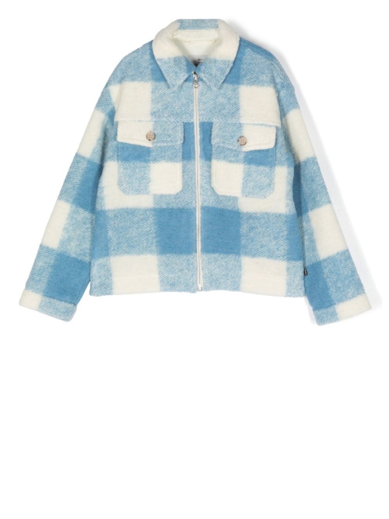 

Woolrich Kids трикотажная куртка в клетку, синий