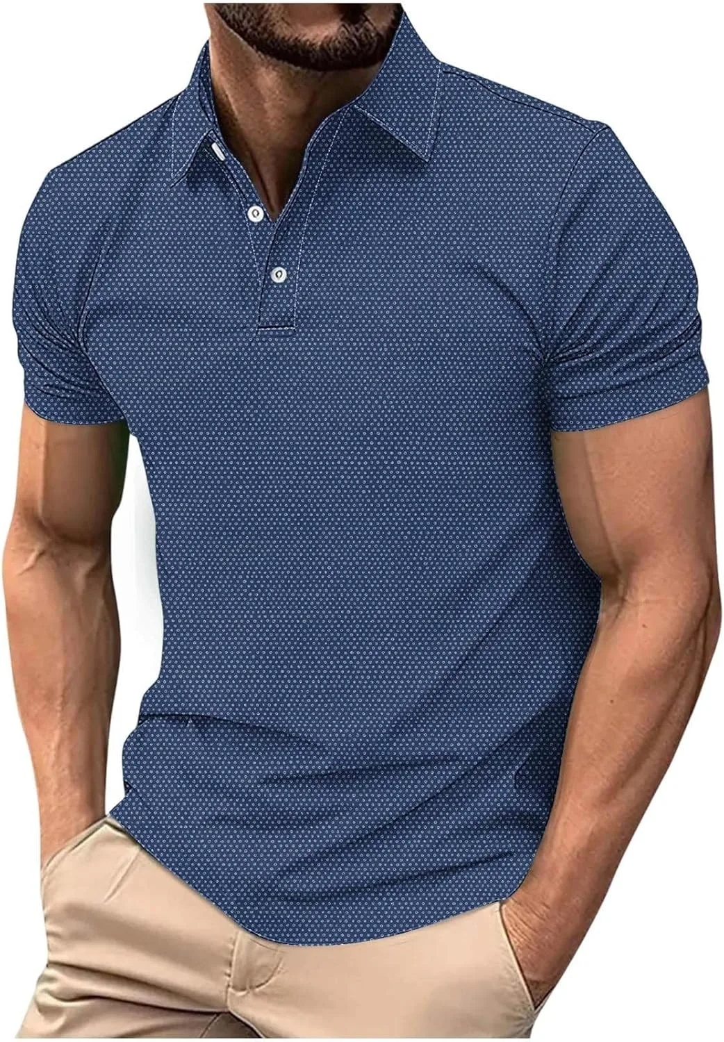 Футболка-поло для мужчин, blue, loose fit, moisture wicking