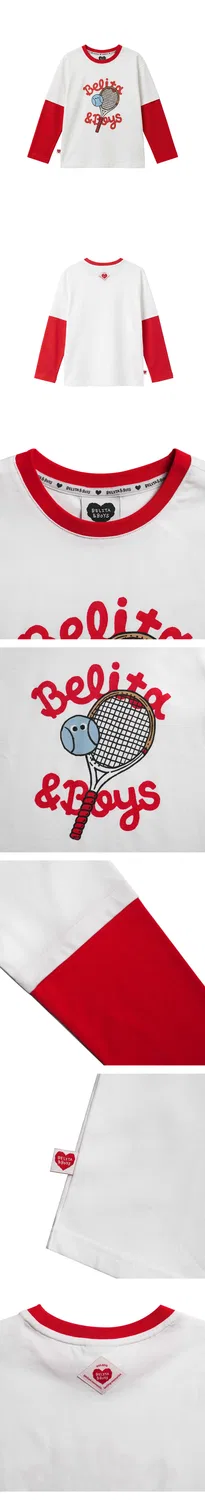 Детская многослойная футболка с длинным рукавом Tennis красная от Belita&Boys — фото 4