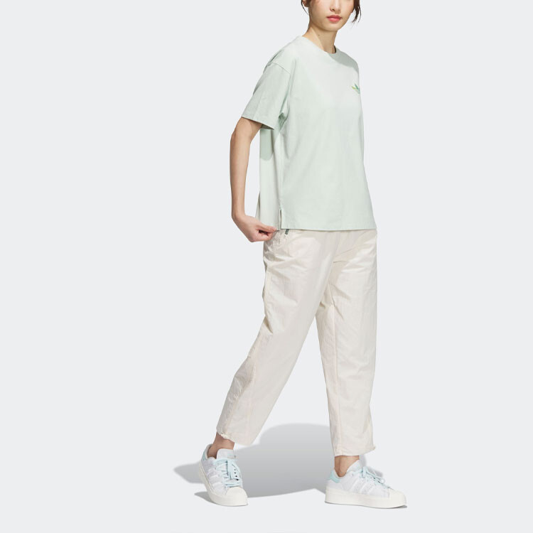 Женская футболка с коротким рукавом и принтом логотипа Lifestyle, женская, «Linen Green» Adidas Originals — фото 4