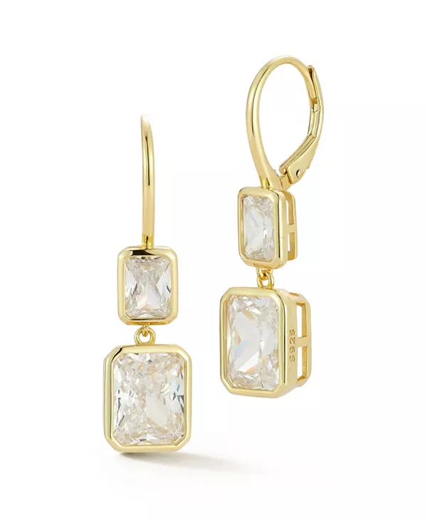 

Прямоугольные серьги-подвески из стерлингового серебра 14 карат с позолотой Rachel Zoe, gold