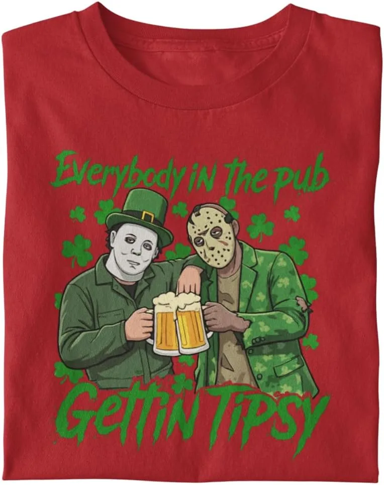 Футболка Jason and Michael Getting Tipsy | Saint Patrick's Day Funny Horror Graphic Unisex — фото 4