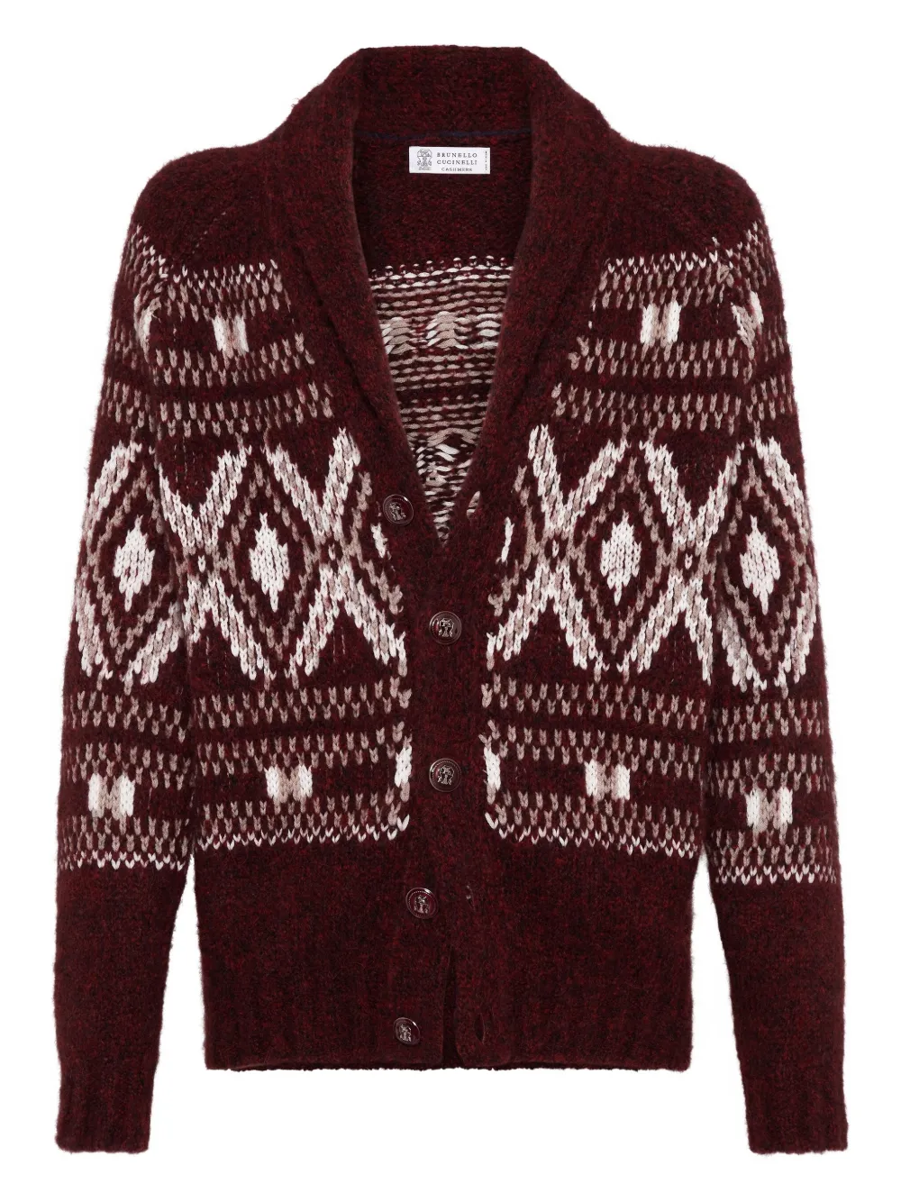 

Узорчатый кардиган с шалевым воротником Brunello Cucinelli, красный