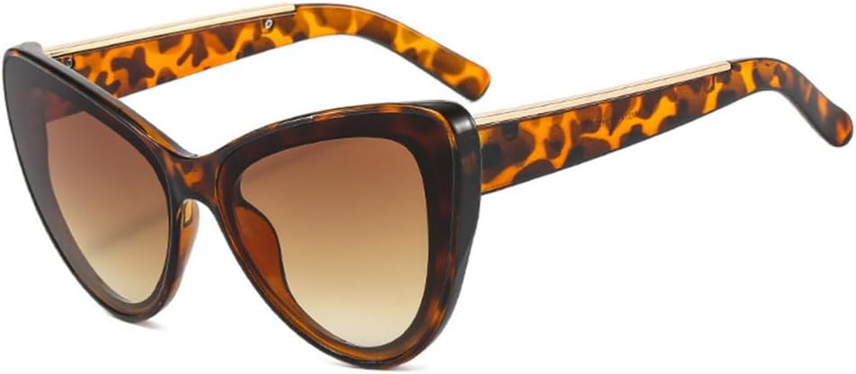 

Большие солнцезащитные очки «кошачий глаз» для женщин, ретро-стиль, металлический декор, для мужчин, градиентные солнцезащитные очки UV400 HDUBFY, Leopard Tea Gradient