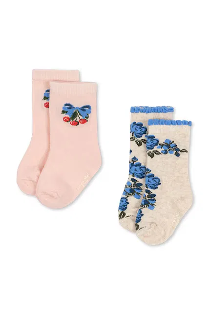 Носки детские 2 пары Flower and Cherry Jacquard Konges Sløjd, мультиколор