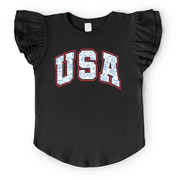 

Футболка с рукавами-фонариками Usa blue willow The Juniper Shop, Black