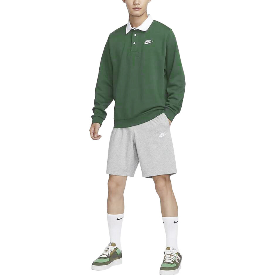 Футболка-поло Club Fleece Bushed Back с длинным рукавом, зеленая Nike, зеленый — фото 2