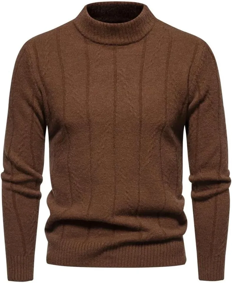 

Мужской однотонный свитер с круглым вырезом Dninmim