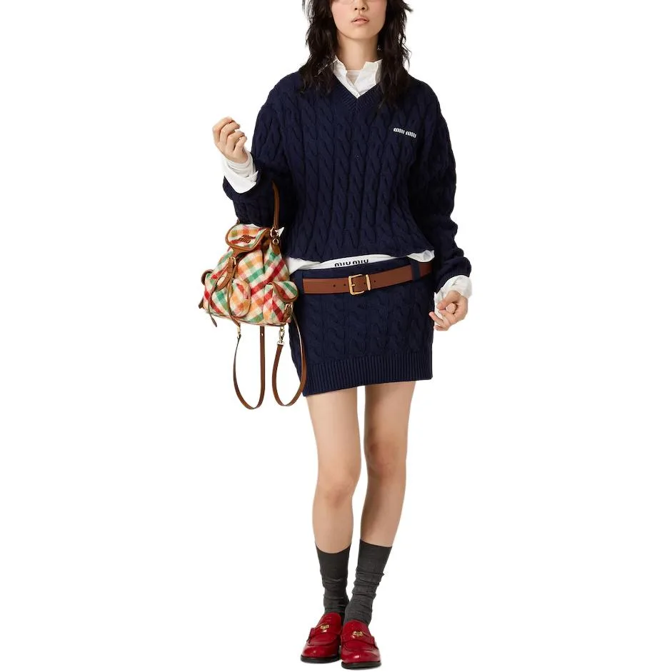 MIU MIU Свитер Women's Blue V-образный вырез Moderate Others — фото 4