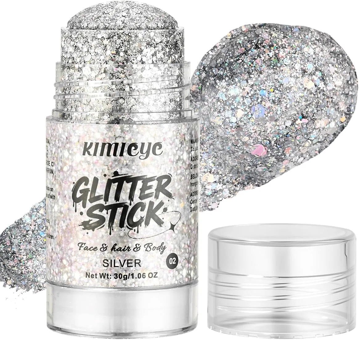 Глиттер-стик для лица и тела Rainbow Silver KIMIEYE 30.1 г