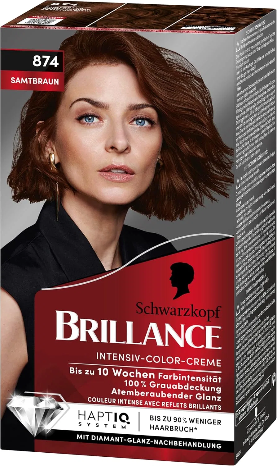Стойкая крем-краска для волос Brillance Intensive Colour Cream 874 Velvet Brown, 2 x 160 мл Brillance — фото 2