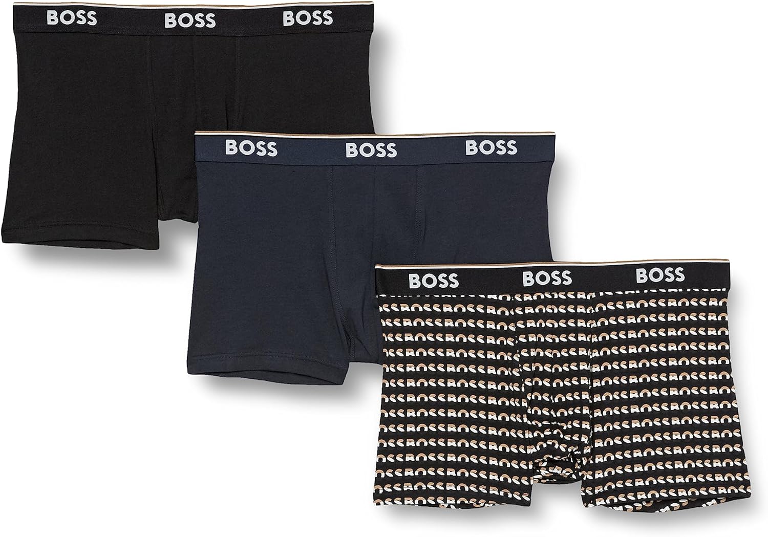 

BOSS мужские трусы 3 шт, мультидизайн, логотип Bold Hugo Boss, Bold Letters/Night/Black Grease