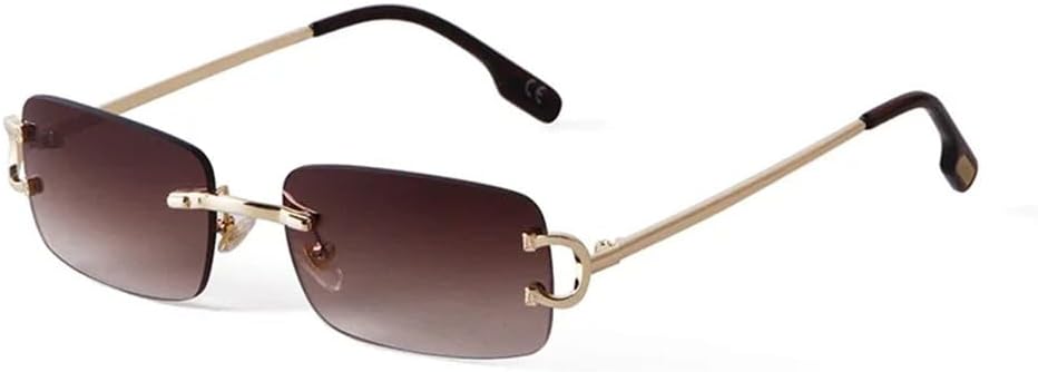 

Солнцезащитные очки конфетных цветов в металлической оправе без оправы для женщин и мужчин с защитой от УФ-излучения UV400, идеально подходящие для занятий спортом на открытом воздухе и путешествий UYPTK, C7 Double Tea