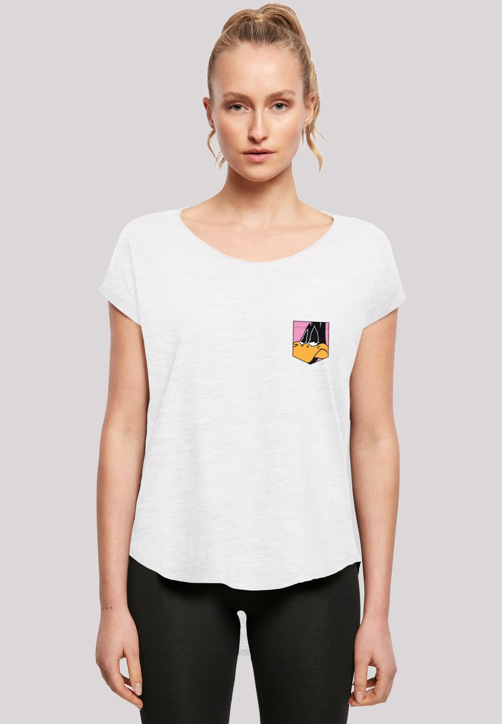 

Футболка с принтом LOONEY TUNES DAFFY DUCK FACE FAUX POCKET F4NT4STIC, белый