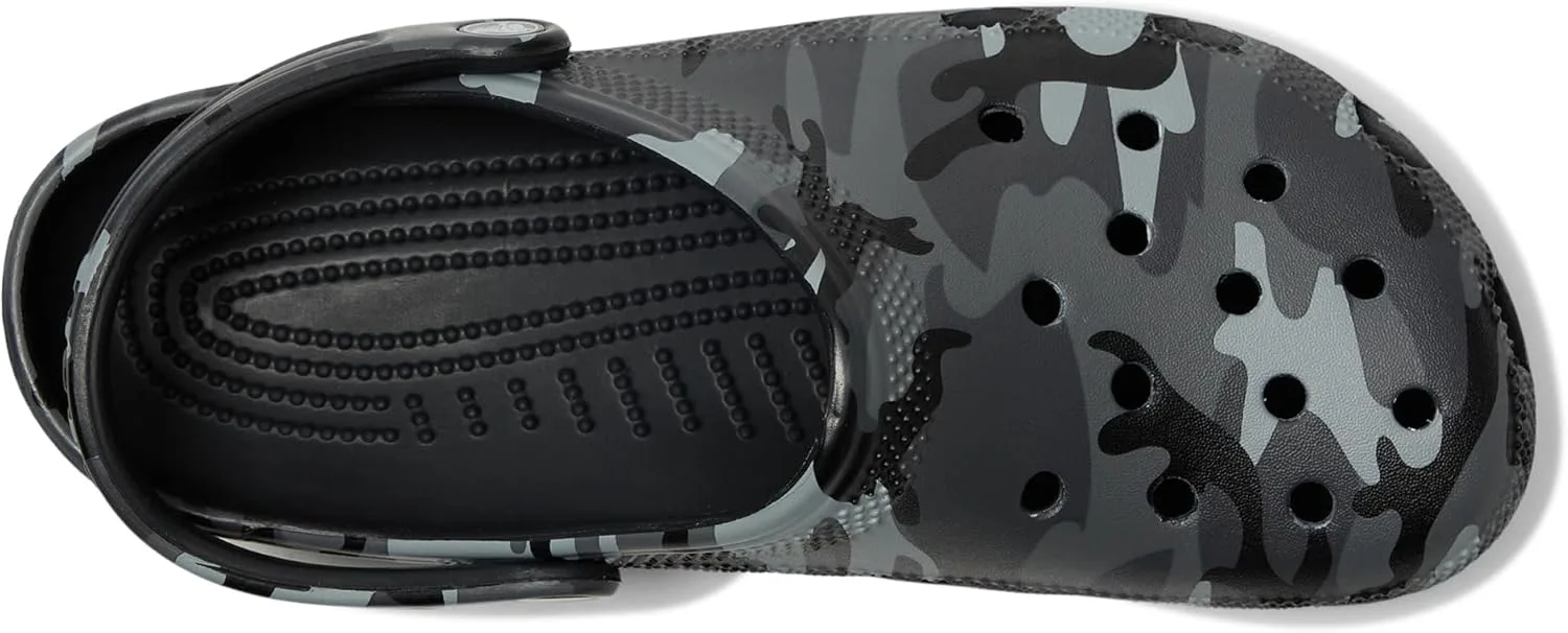 Crocs Унисекс, взрослые, классические сабо, сезонный графический принт, деревянные туфли, черный/серый — фото 2