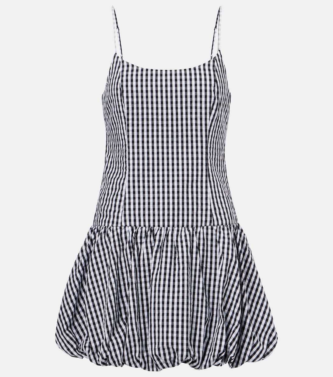 

Собранная хлопковая мини-юбка в клетку из поплина Faithfull, Black Gingham