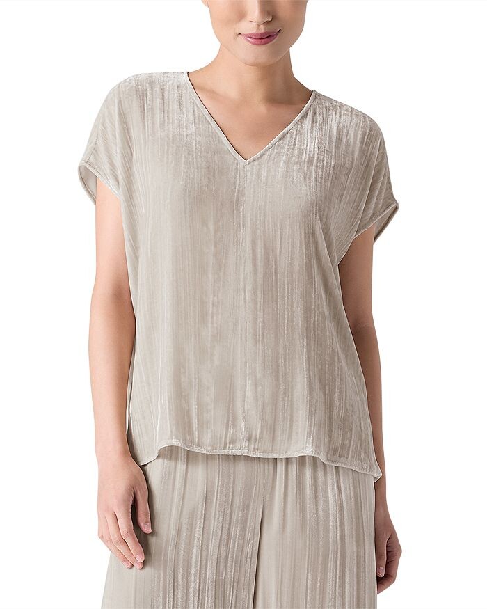

Eileen Fisher Бархатный топ с квадратным вырезом и V-образным вырезом, коричневый/бежевый