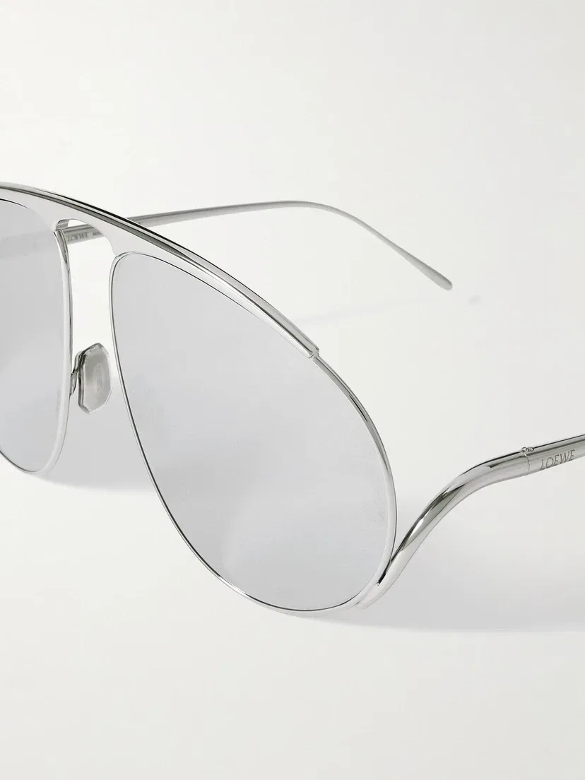 Солнцезащитные очки-авиаторы серебристого цвета LOEWE EYEWEAR, серебряный — фото 4