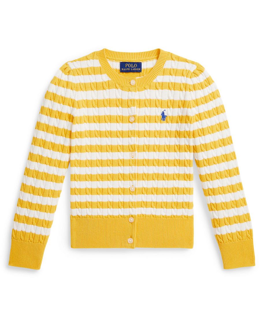 

Детский кардиган в полоску с мини-косичкой, размеры 2T-6X Polo Ralph Lauren, Racing Yellow
