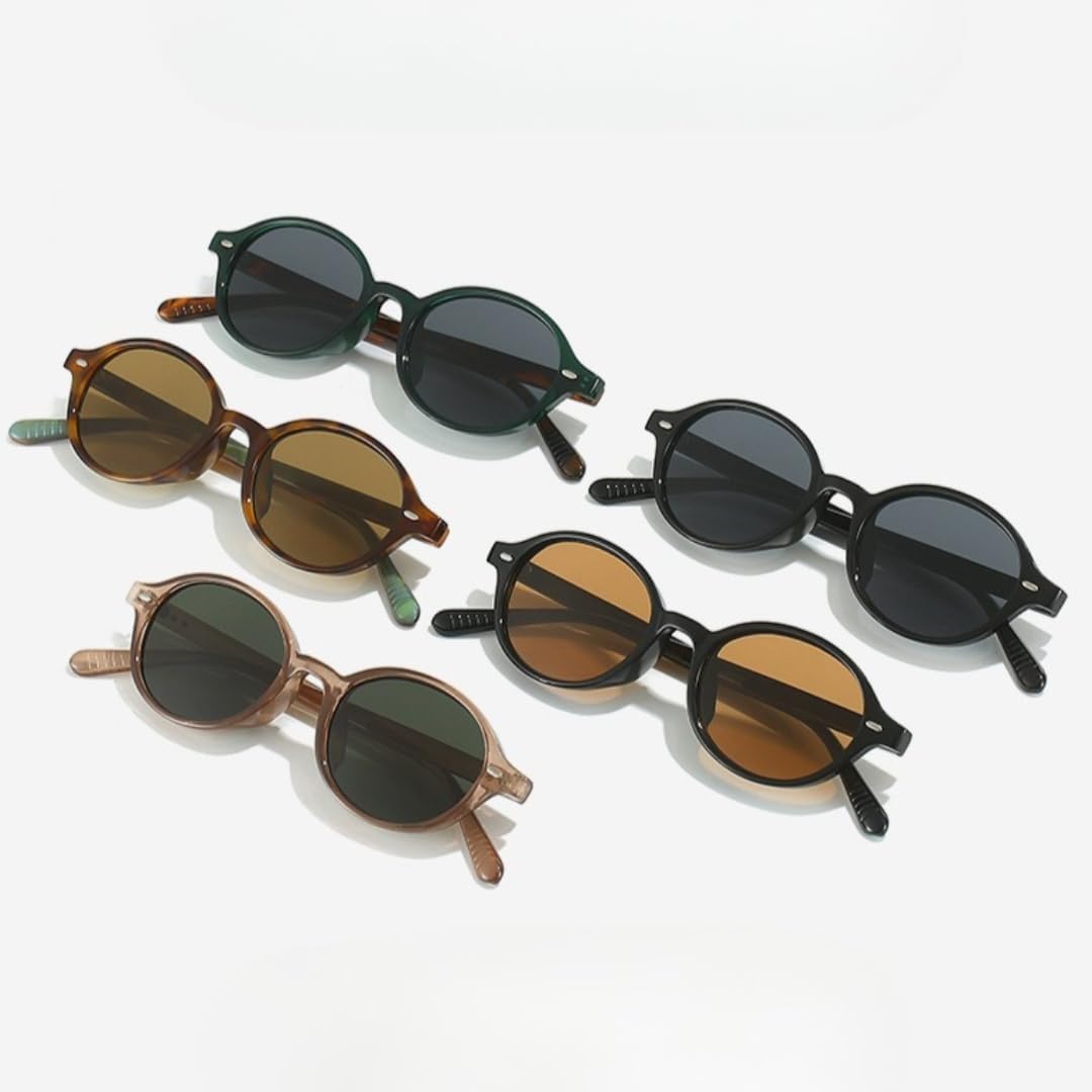 

Солнцезащитные очки с защитой UV400 | Маленькая овальная оправа с заклепками | для женщин и мужчин, для занятий спортом на открытом воздухе и вождения (чайно-серый) LXLHWN, Leopard Tea