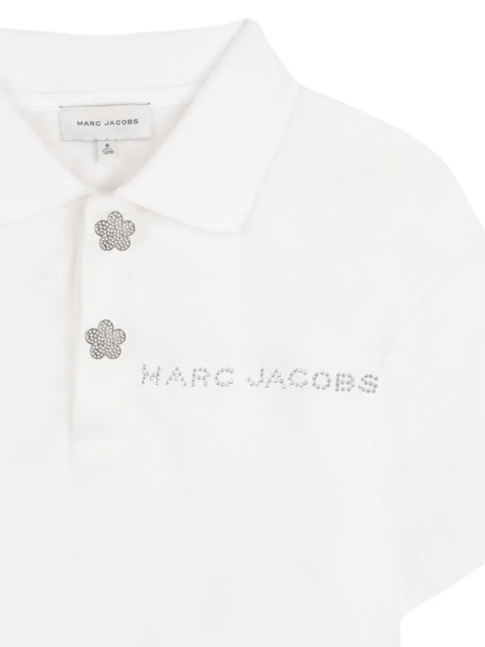Рубашка поло с короткими рукавами и цветочным декором Marc Jacobs Kids, белый — фото 3