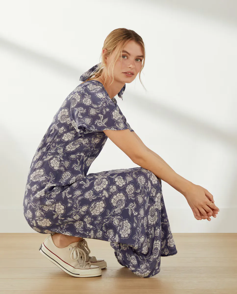 

Женское шелковое платье с короткими рукавами Southern Cotton, синий