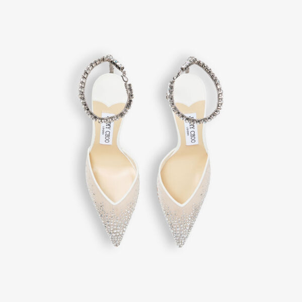 Туфли-Лодочки Saeda 100 с сетчатым каблуком, украшенные кристаллами Jimmy Choo, белый — фото 2