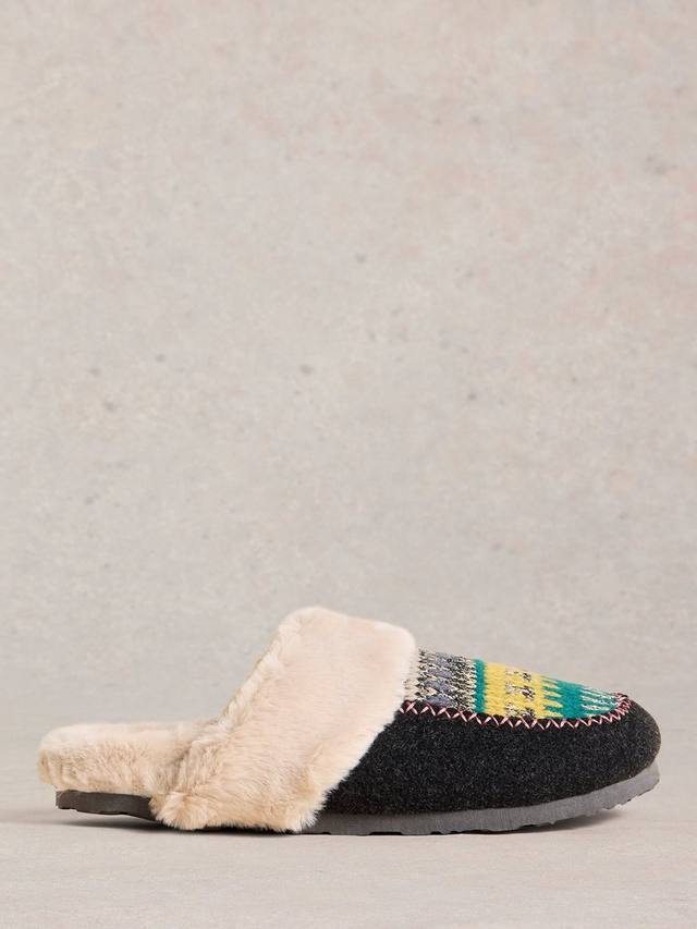Миртовые вязаные тапочки из мула White Stuff, цвет Charcoal/Multi