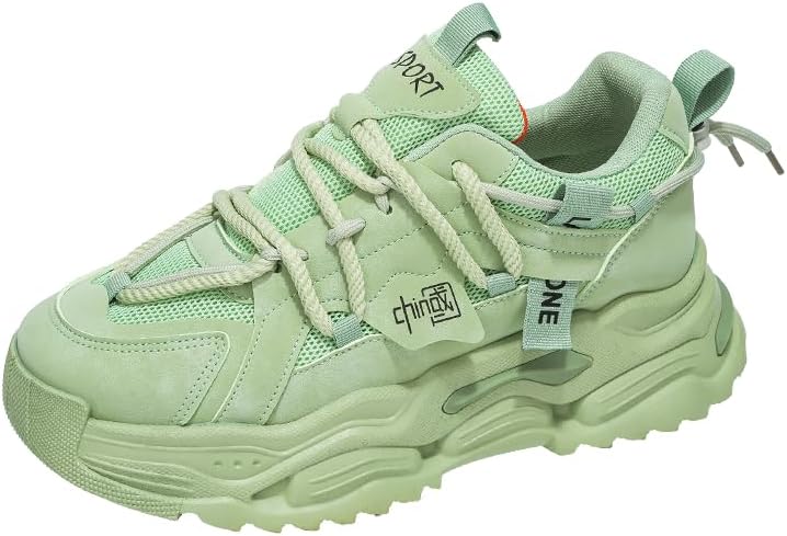 

Удобные модные кроссовки на платформе однотонного цвета для прогулок на улице, бега и кемпинга, для всех сезонов, мужские кроссовки на шнуровке Hchctry, зеленый