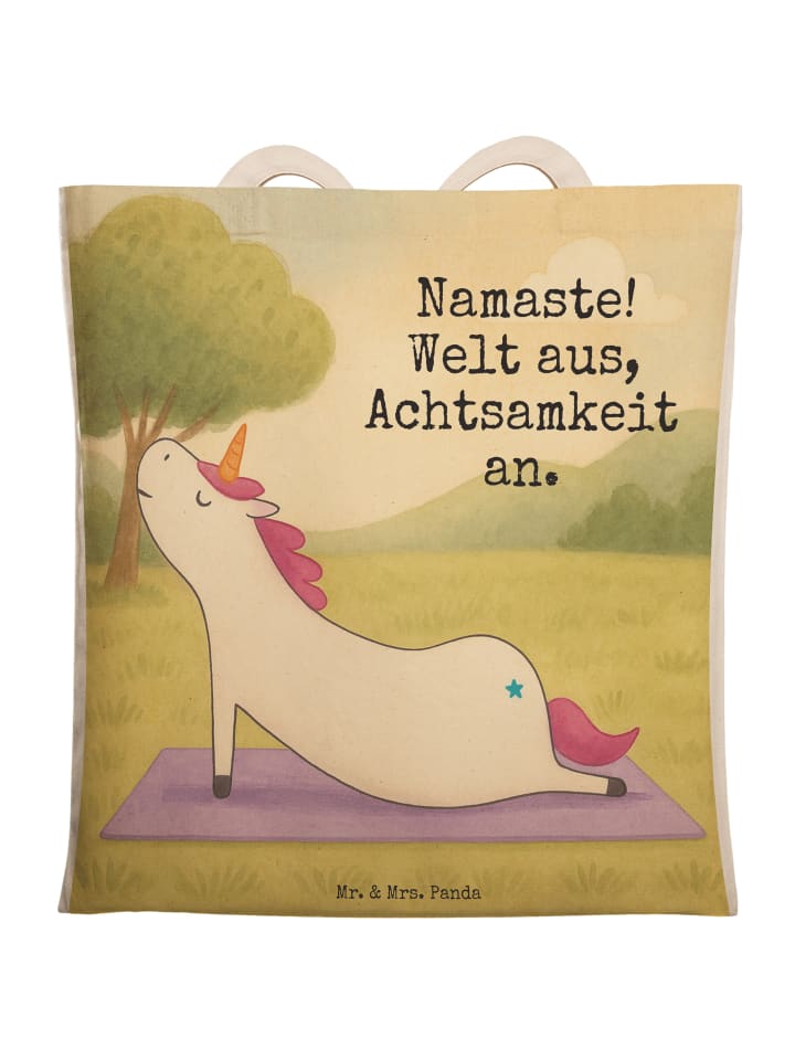 

Сумка-шоппер с рисунком единорога и надписью "Йога" белого цвета Mr. & Mrs. Panda