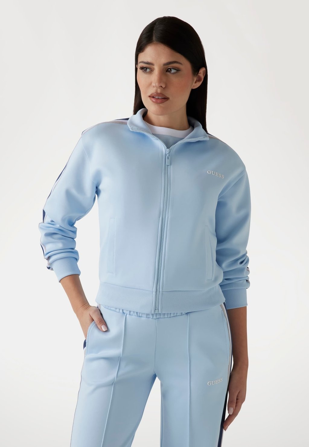 

Толстовка на молнии Guess, светло-голубой