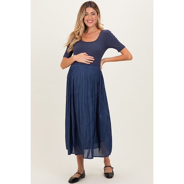 

Балетное платье для беременных с круглым вырезом и плиссированной юбкой Pinkblush