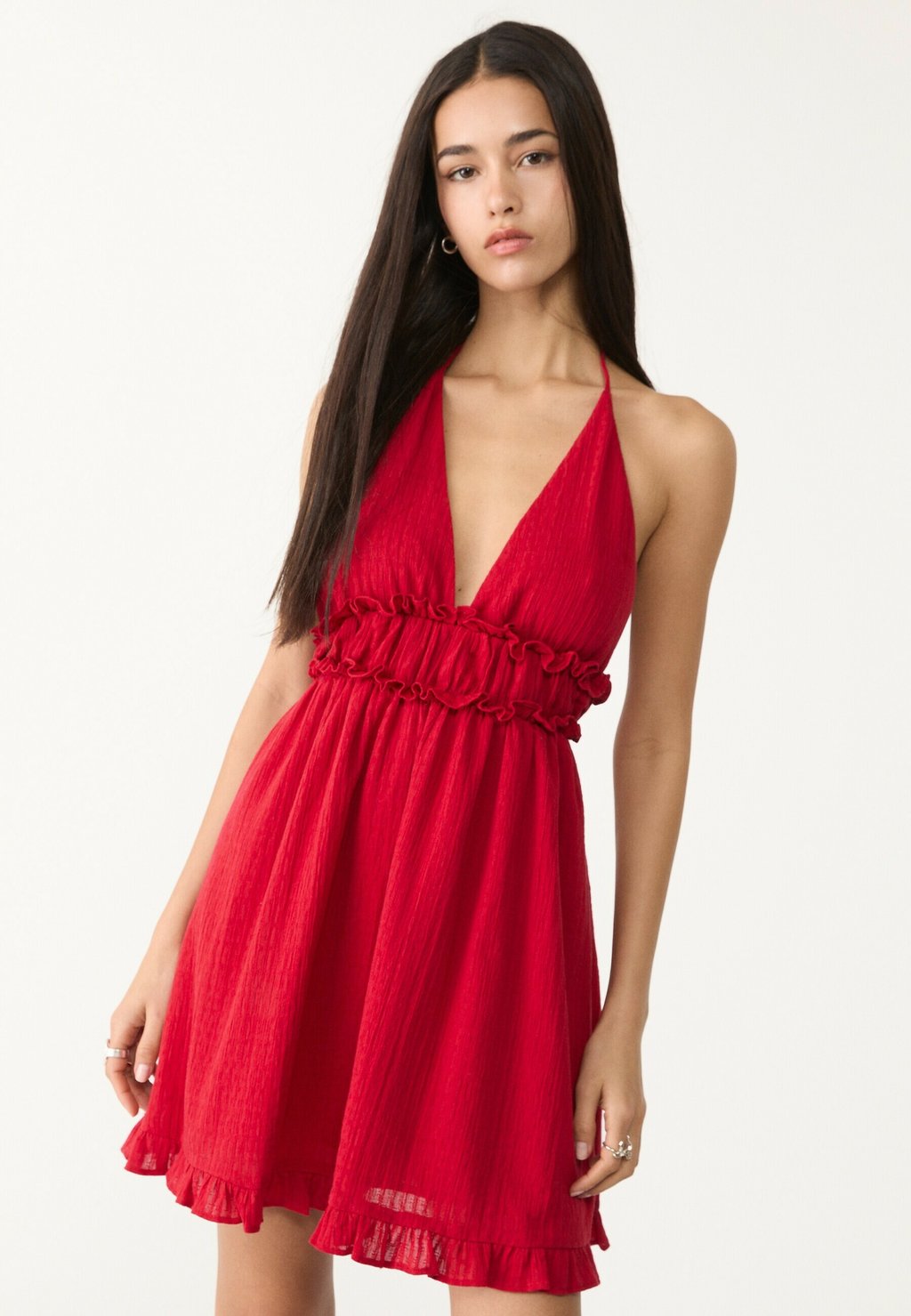 

Повседневное платье Stradivarius, цвет Mottled Dark Red