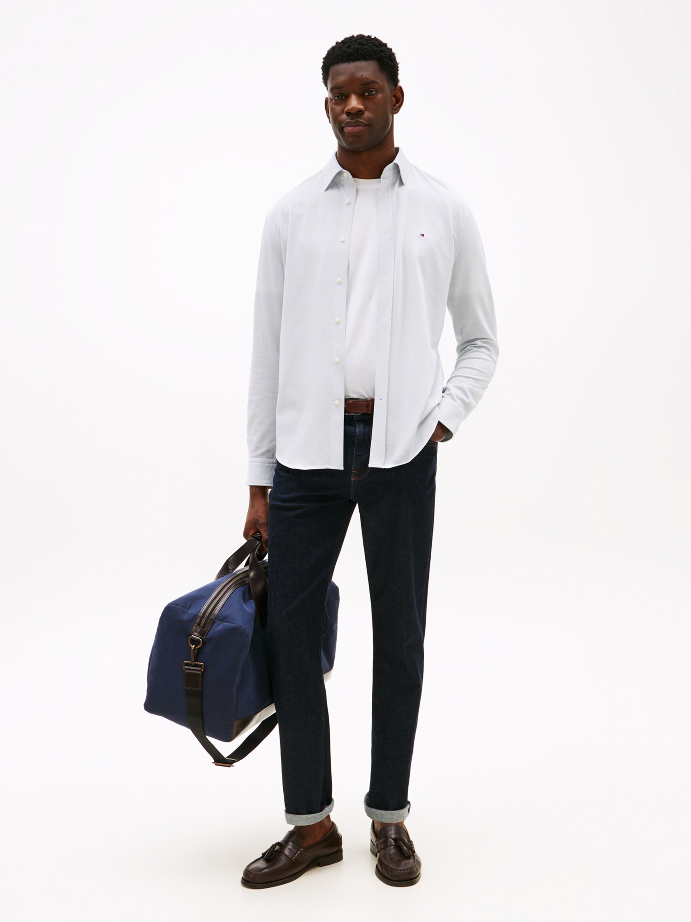 TOMMY HILFIGER Рубашка на пуговицах пастельно-голубого цвета Regular fit — фото 4