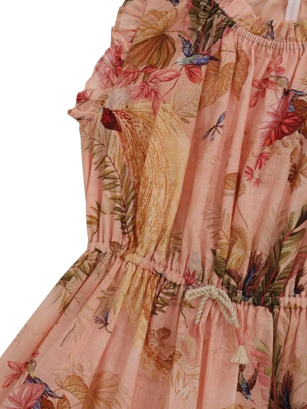 Платье с оборками и цветочным принтом ZIMMERMANN Kids, розовый — фото 4