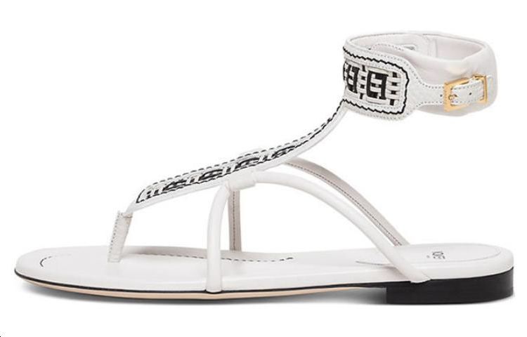 Футболка Ff Interlace One Strap Sandals Женская Белая FENDI