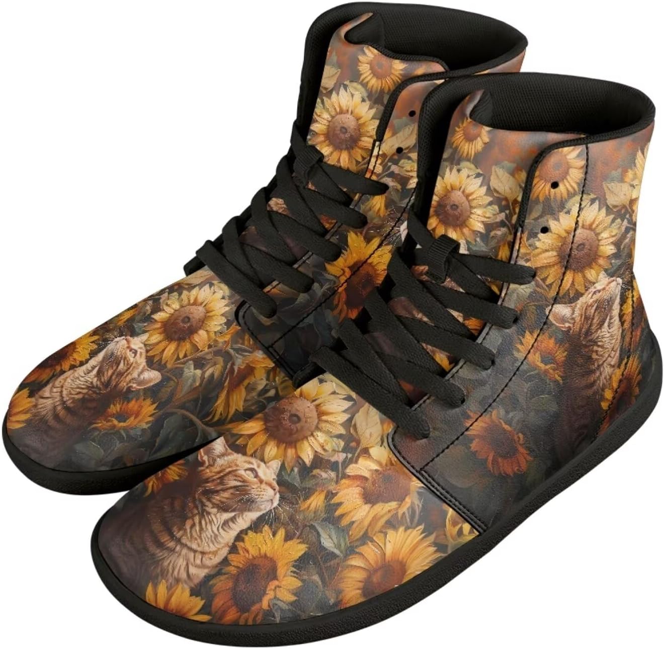 

Мужские высокие кроссовки с минималистичным дизайном, обувь для ходьбы с нулевым падением, слипоны, кроссовки на шнуровке, обувь для бега по дороге, обувь с животными мотивами Chririnla, Sunflower Cat