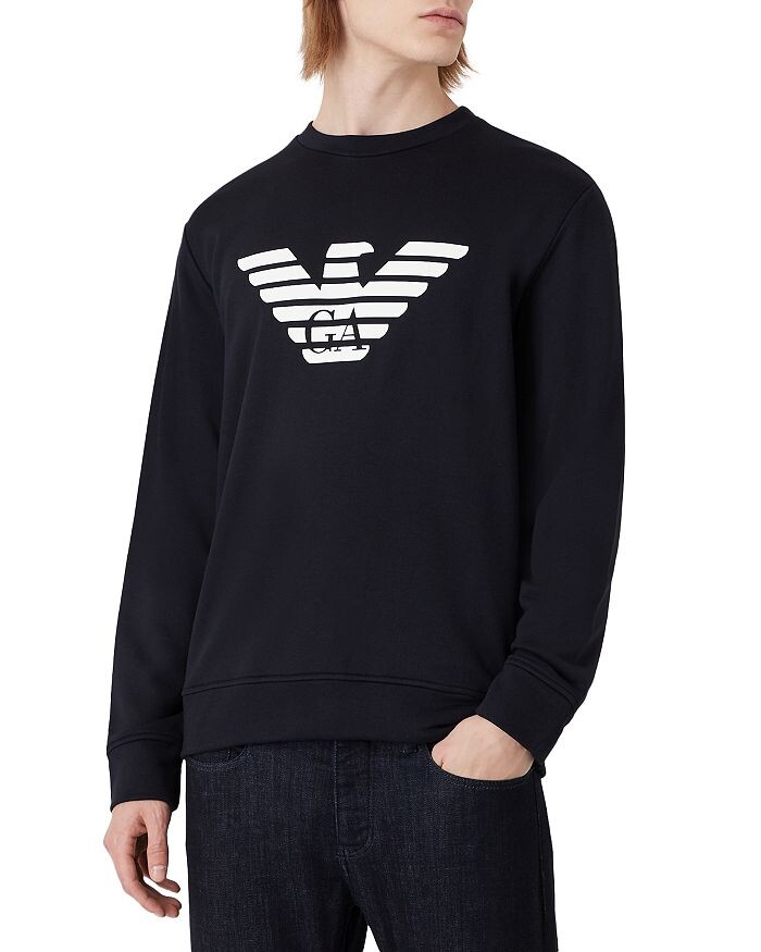 

Толстовка с логотипом Armani Jersey из флиса Emporio Armani, синий
