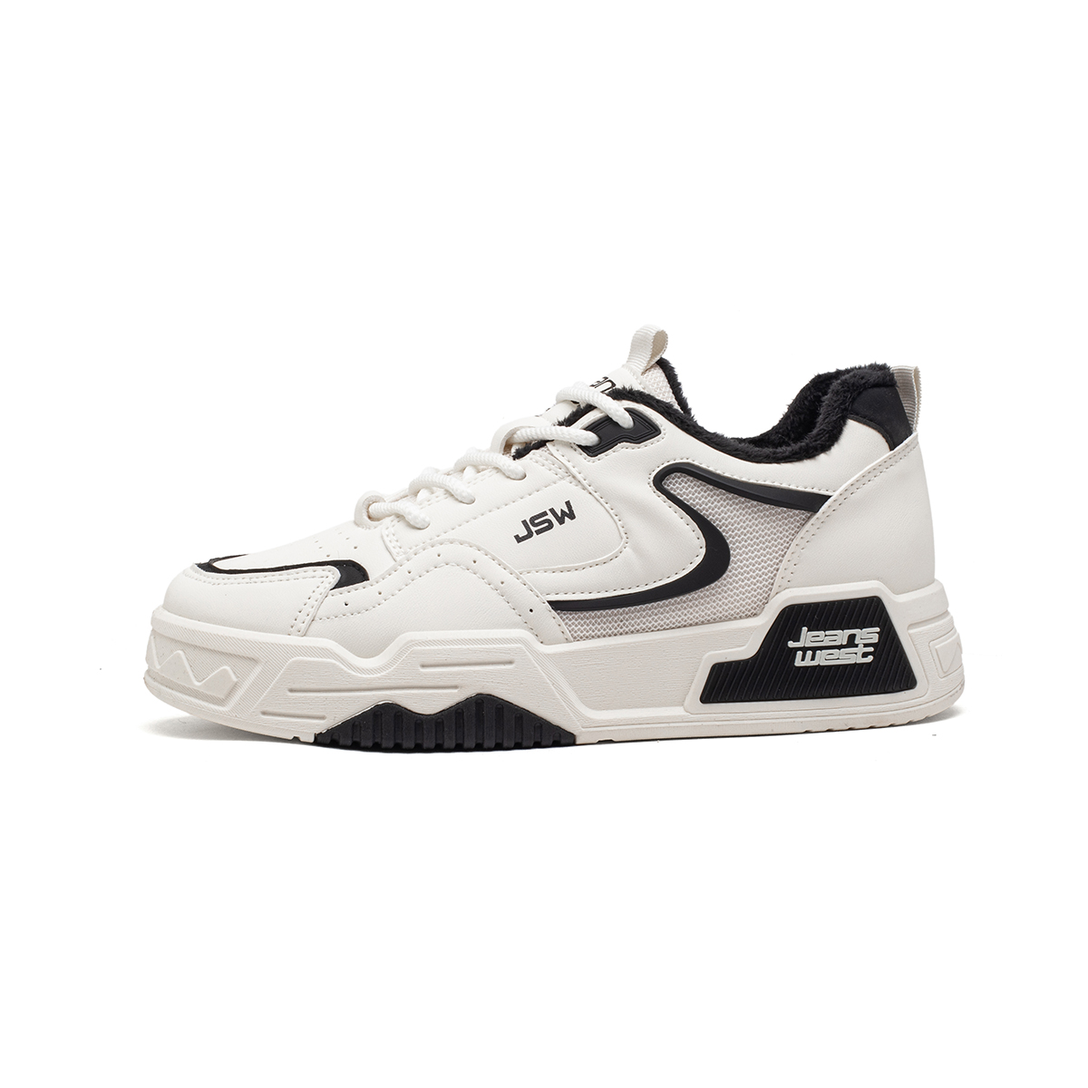 

Скользоустойчивые амортизирующие и дышащие низкие скейтерские кроссовки Unisex JEANSWEST, [Fleece-Lined]бежевый черный