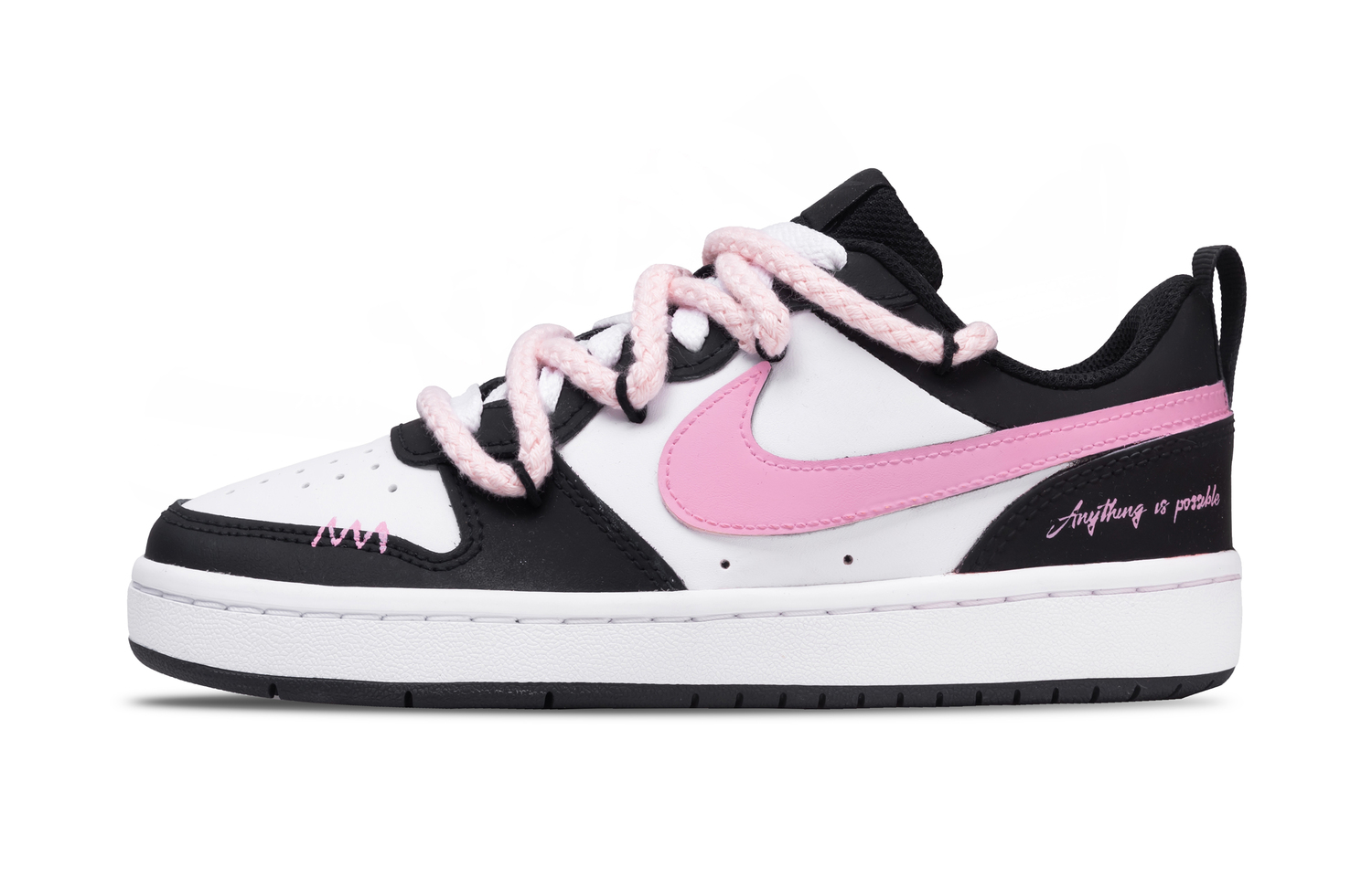 

Nike Court Borough Pink Ink Declaration Low top Детские скейтбординг кроссовки Black