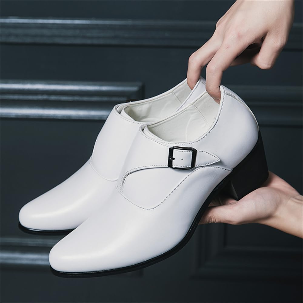 Мужские оксфорды с заостренным носком и массивным каблуком, модные лоферы на низком ходу, челси для бизнеса и формальные дерби Abborora, белый — фото 4