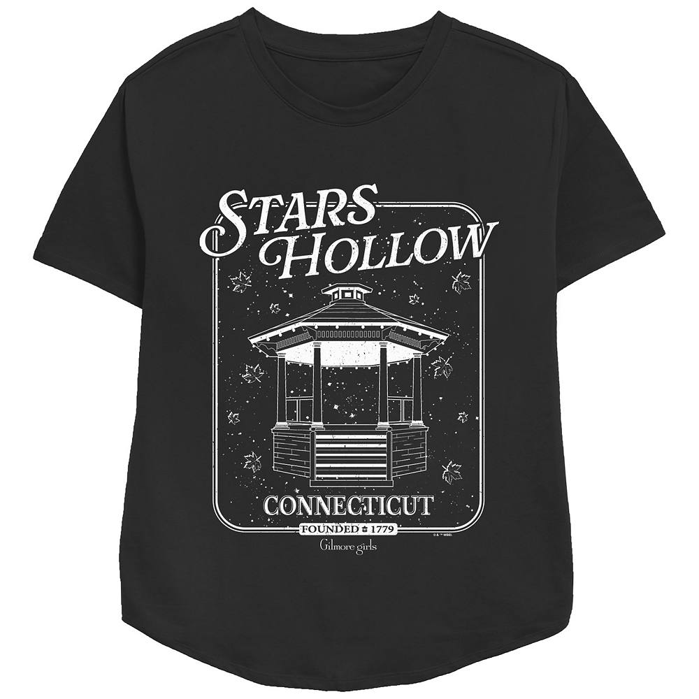 

Женская футболка свободного кроя с рисунком Gilmore Girls Stars Hollow Gazebo Licensed Character, черный