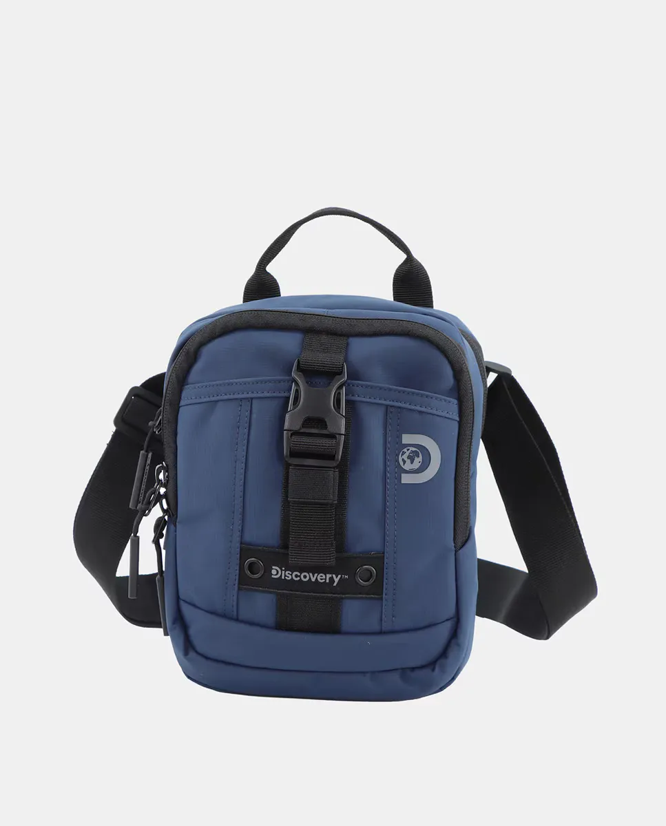 

Маленькая синяя сумка через плечо из переработанного полиэстера с передним карманом и RFID Discovery, синий