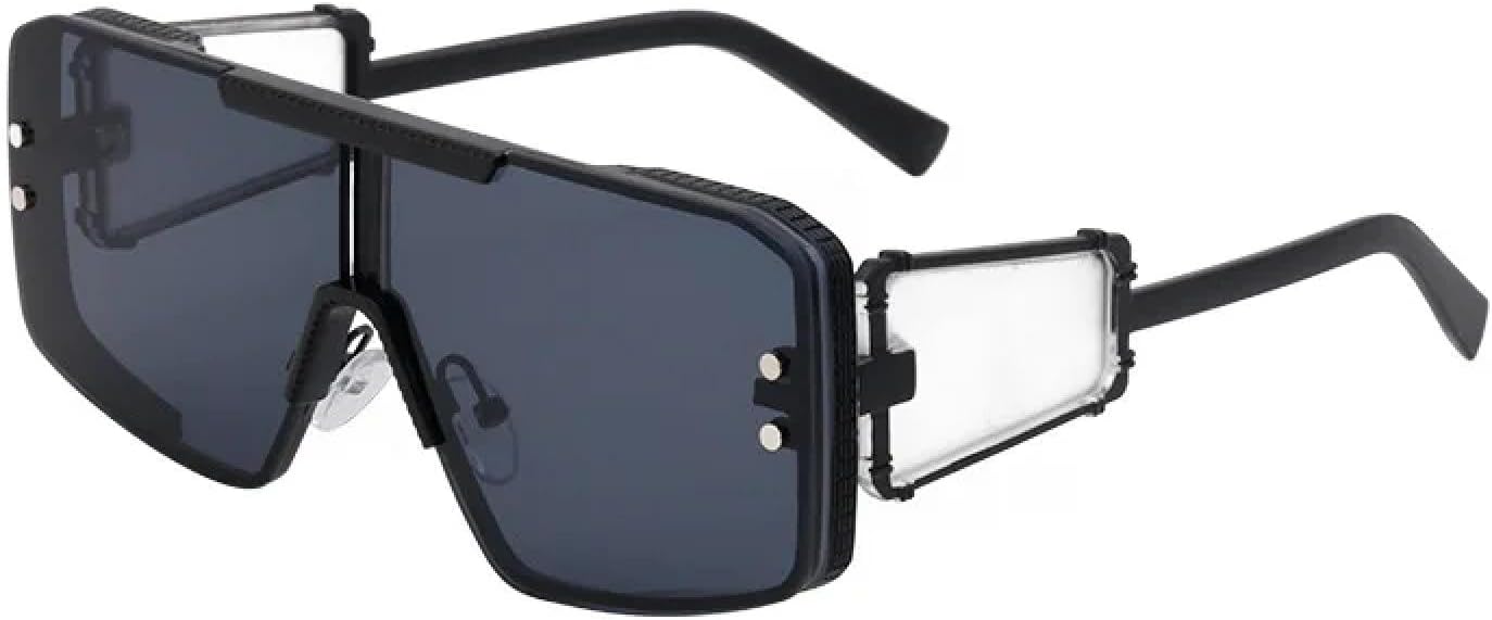 

Роскошные солнцезащитные очки большого размера в массивной оправе для женщин и мужчин, винтажные, популярные, в стиле металл-панк, с плоской верхней частью TKKTLLT, Black Black