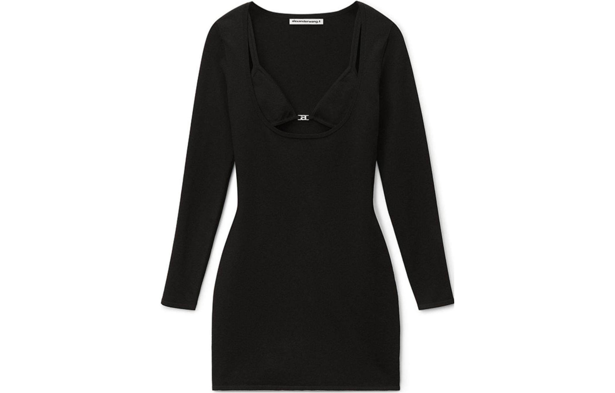 

Платье с длинными рукавами и логотипом Alexander Wang, черный