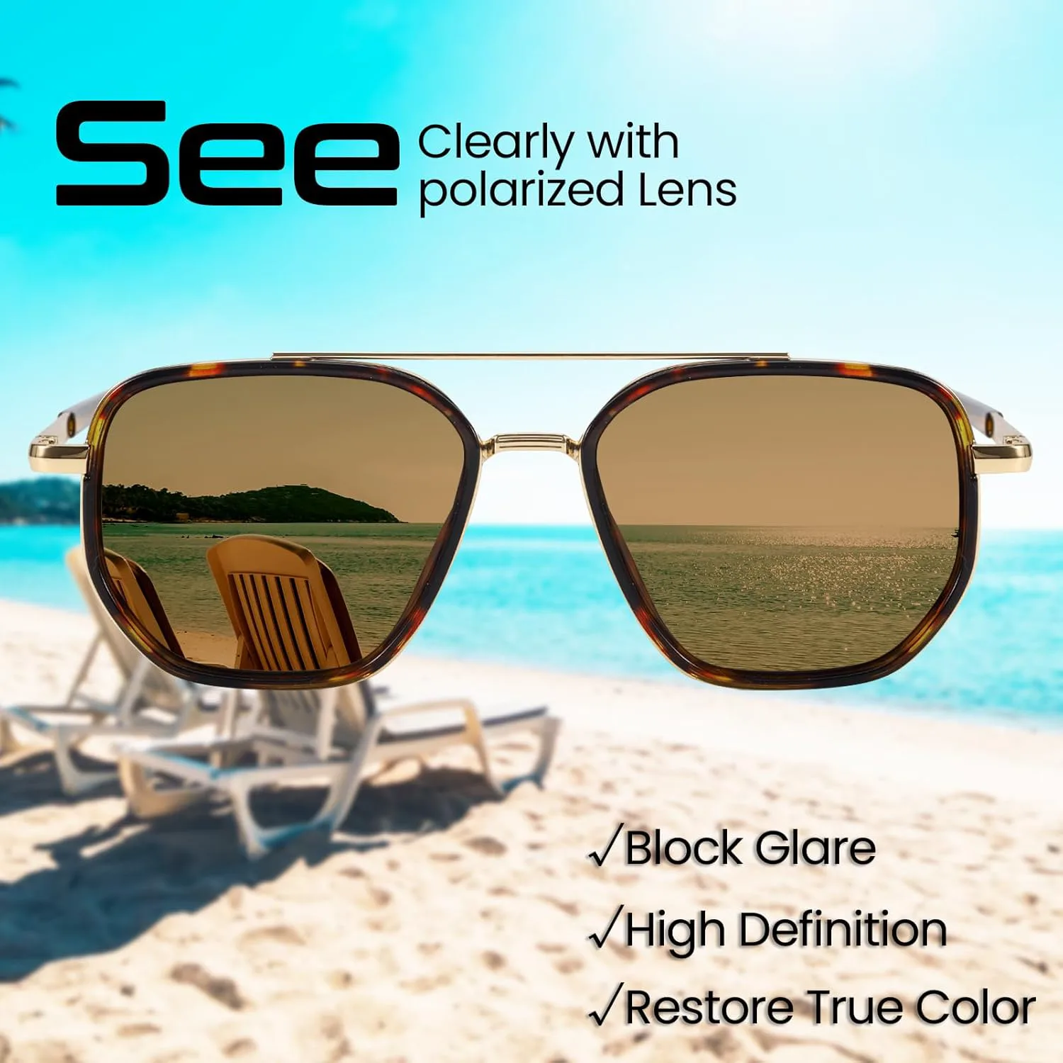 

Солнцезащитные очки-авиаторы для женщин, не спутывающиеся, поляризованные, модные солнцезащитные очки для путешествий и вождения DreamCalf, A06- Tortoise/Browm