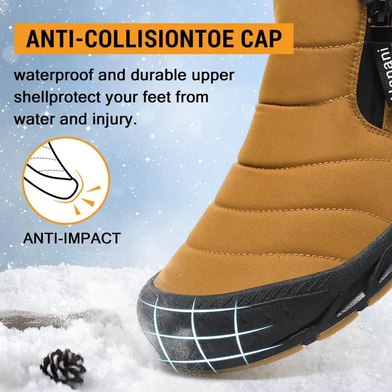 Мужские зимние ботинки Hanani Mens Snow, водонепроницаемые, с меховой подкладкой, теплые ботинки до щиколотки, на молнии, удобные для прогулок и активного отдыха, желтый — фото 4