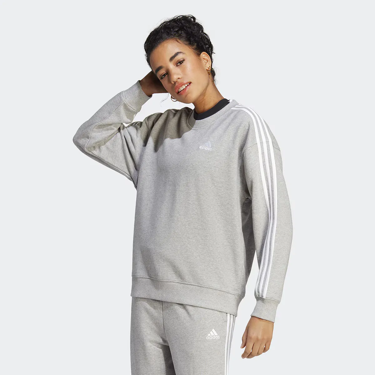 

Женская толстовка Essentials 3 полоски Adidas, серый