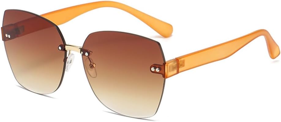 

Женские солнцезащитные очки большого размера без оправы, модные винтажные солнцезащитные очки с большой оправой и защитой от УФ-излучения UV400 (2027 год) MTZJH, Brown