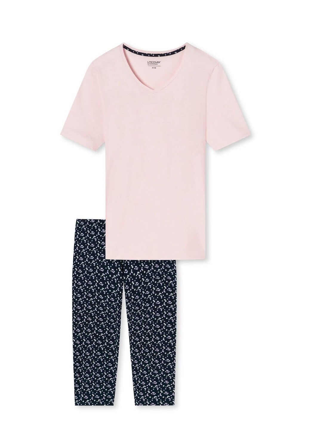 

Женский короткий пижамный комплект, 2 шт. - Рукав 1/2, брюки 3/4, V-образный вырез uncover by SCHIESSER, цвет Rosa